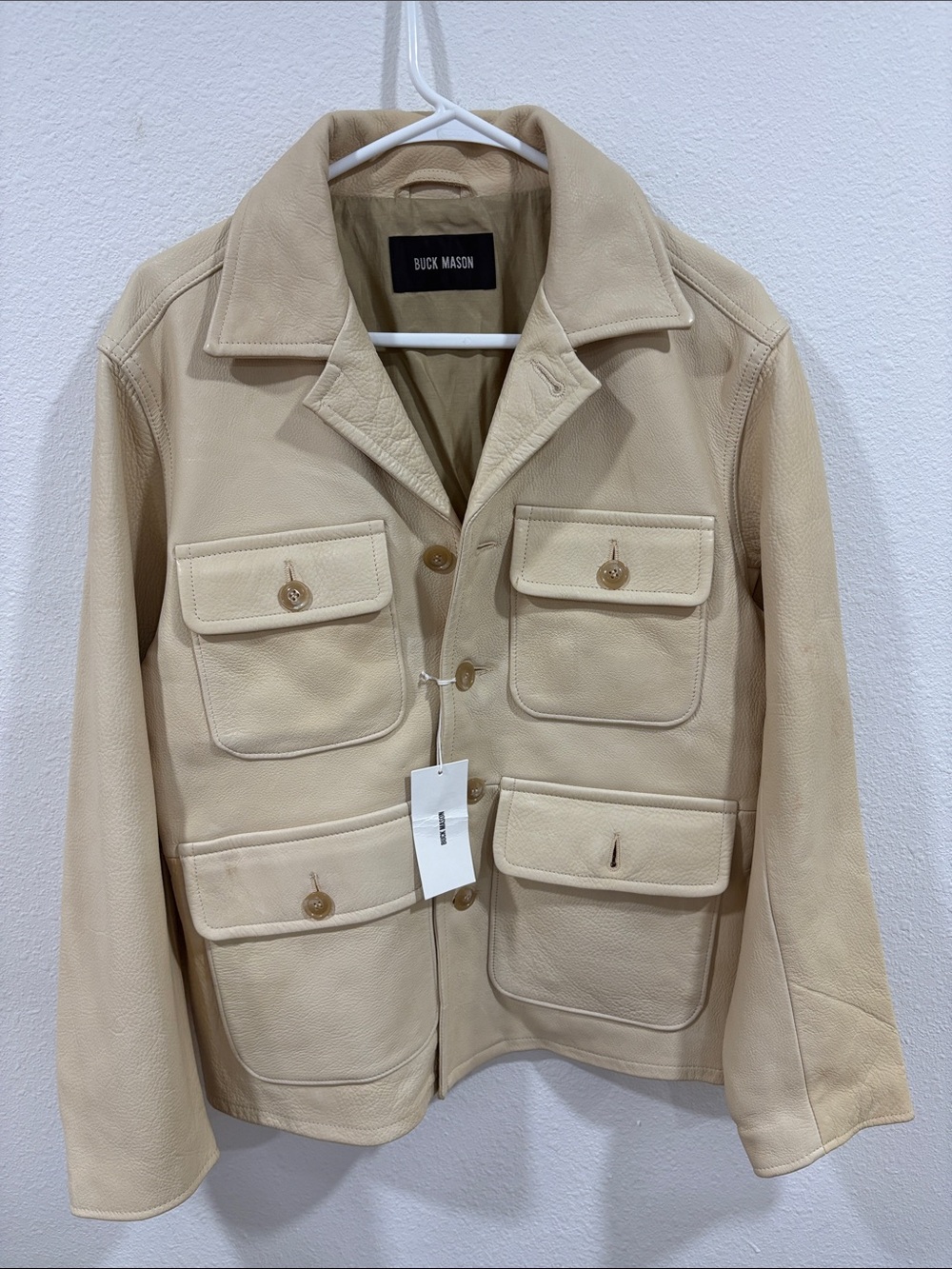 Buck Mason Women’s Ivory Pebbled Deerskin Field Jacket Small $998